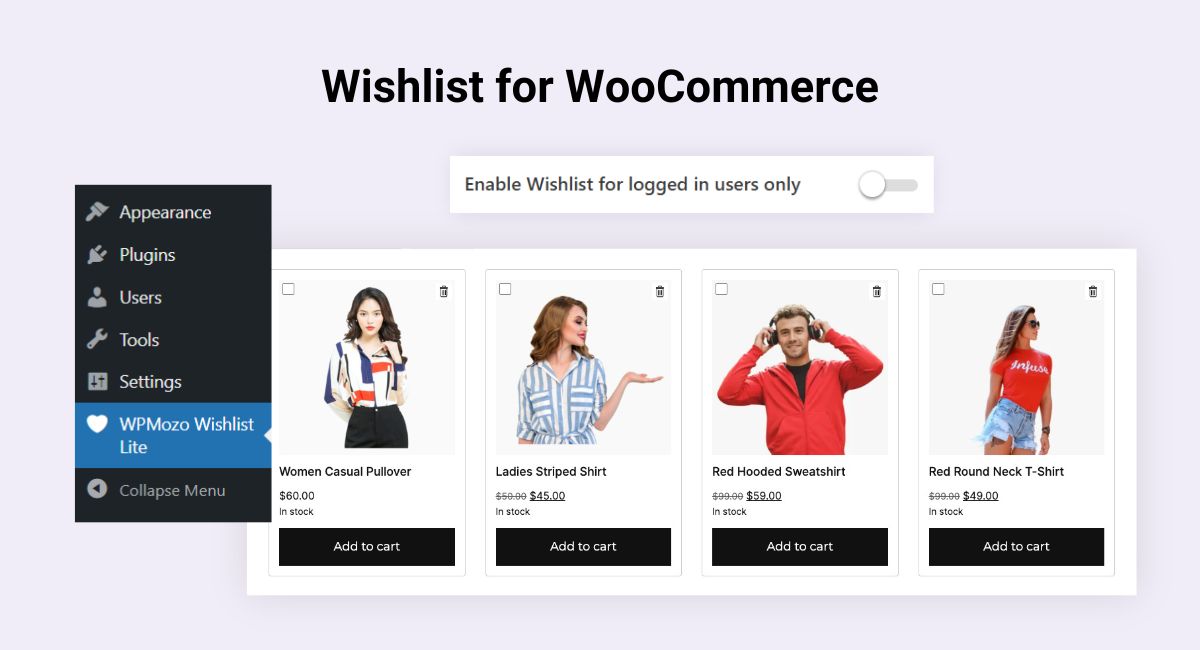 Wishlist for logged in users
