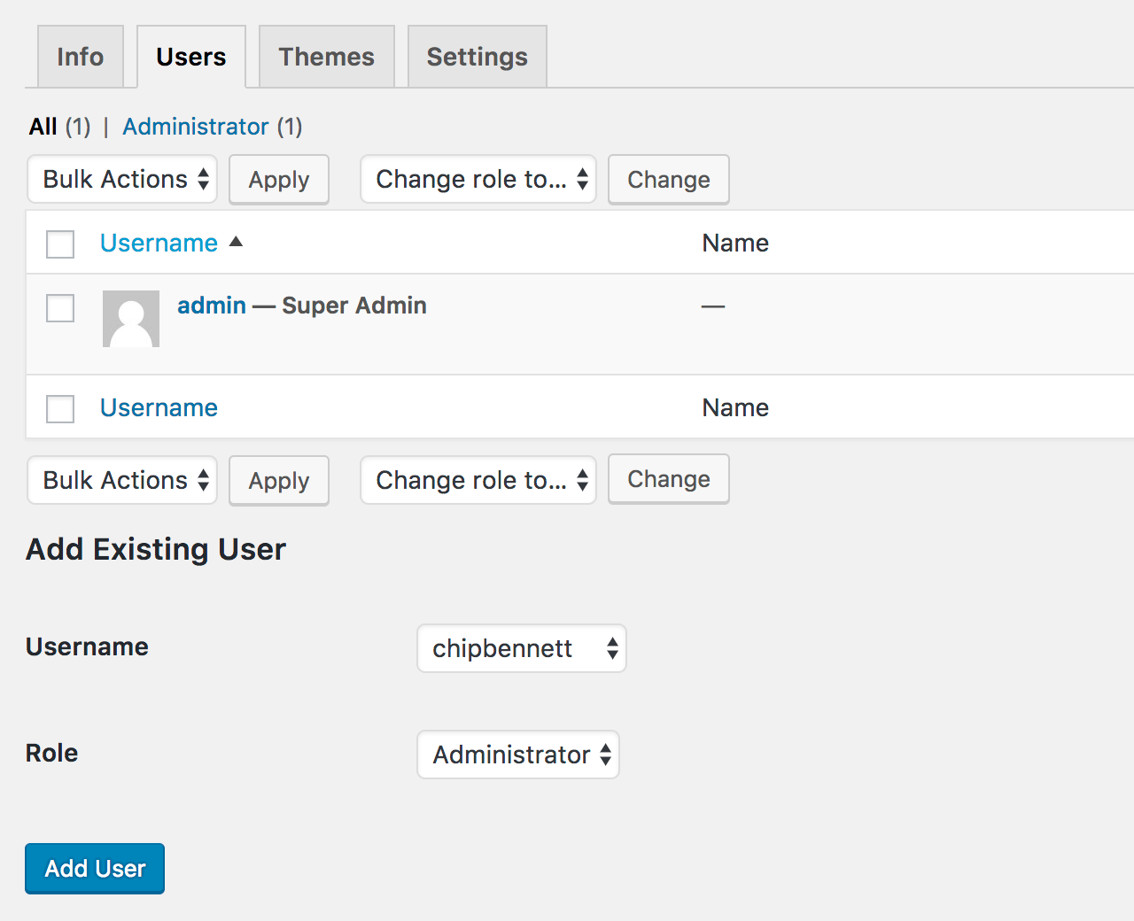 The form with the dropdown. Notice the use of the user's display_name.