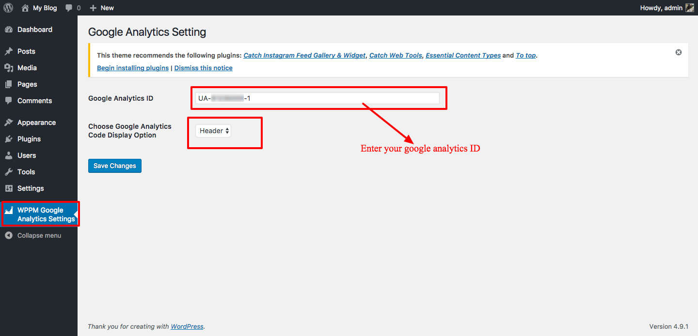 Plugin menu in admin menu.