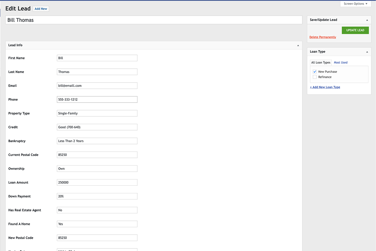 Lead Contact Information: Get the information you need to close more deals.