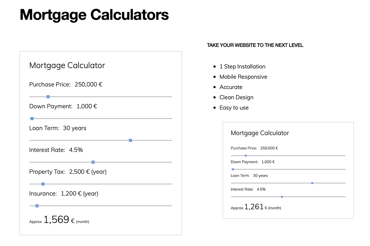 Mortgage Calculator Button: Add this one click button anywhere on your website.