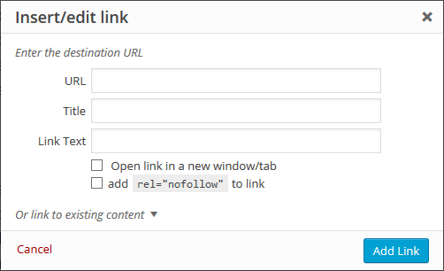 New "nofollow" option on the insert/edit link popup for posts and pages.