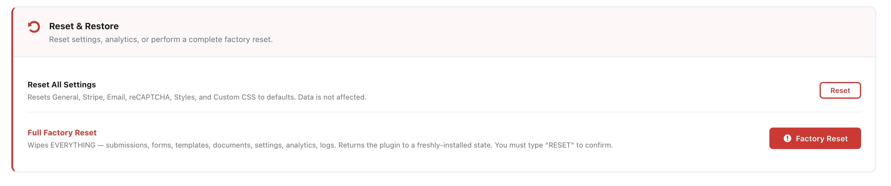 Form Settings — template selection, output format, delivery methods with Pro upgrade prompts