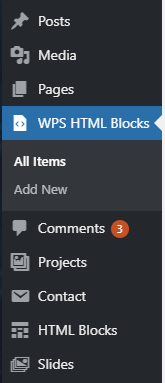 Admin menu
