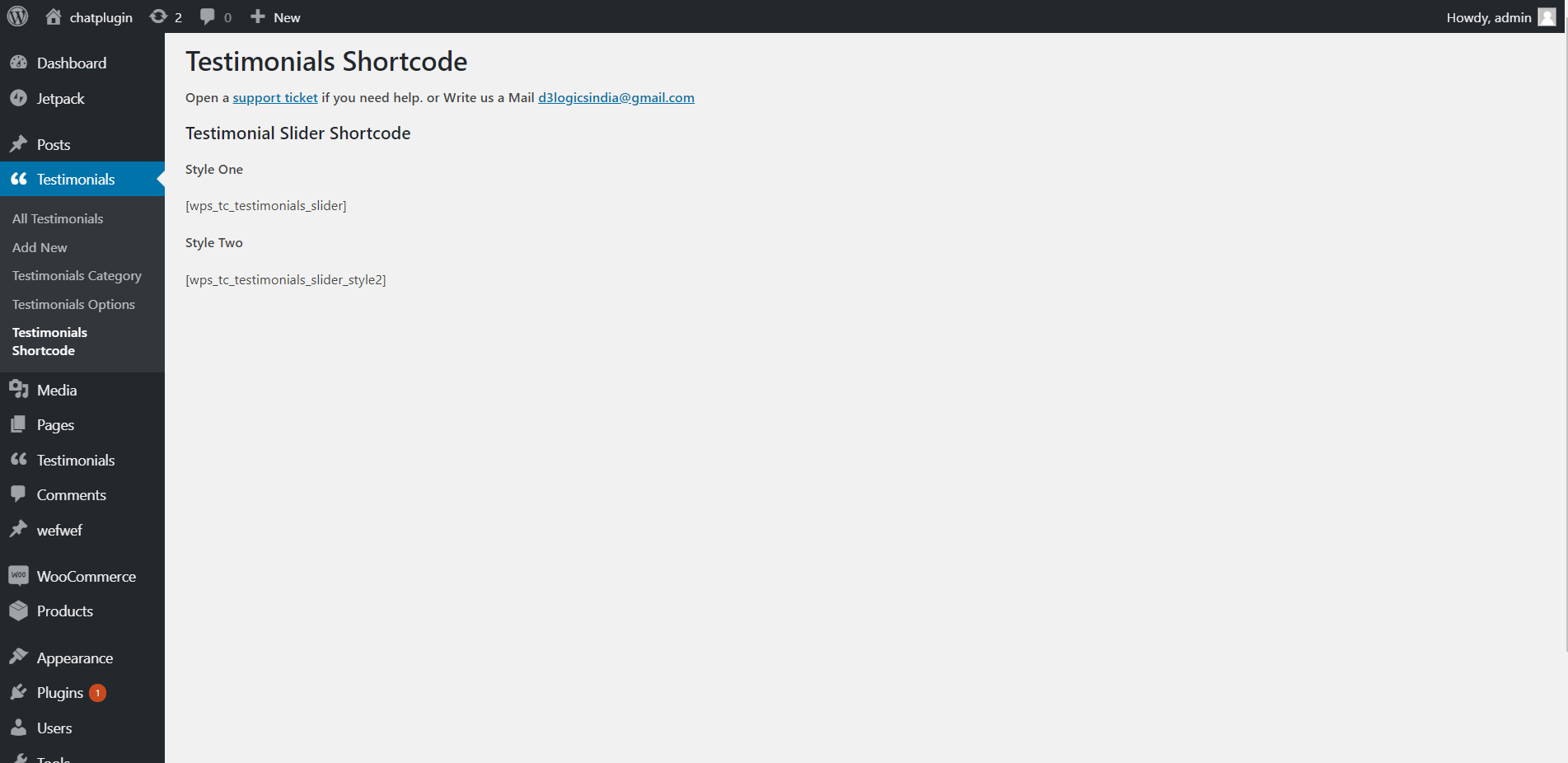 Testimonials Shortcode