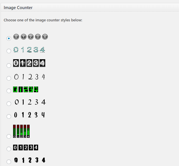 Image counter options