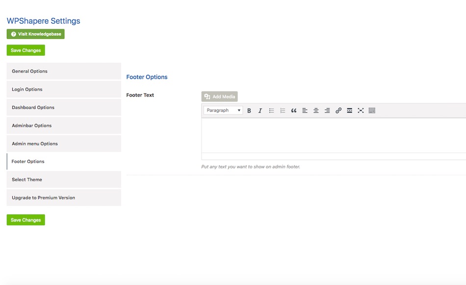 Footer options