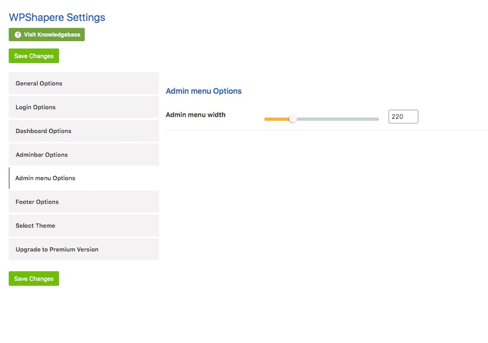 Admin menu
