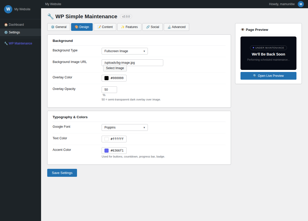 Shortcode For Admin template Settings-2