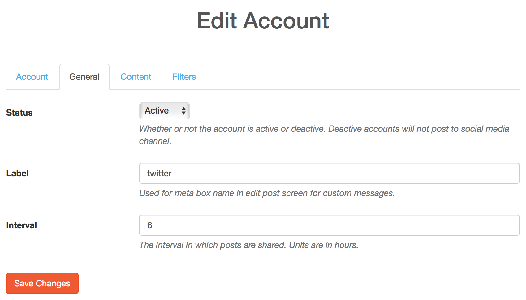 Edit account’s general settings