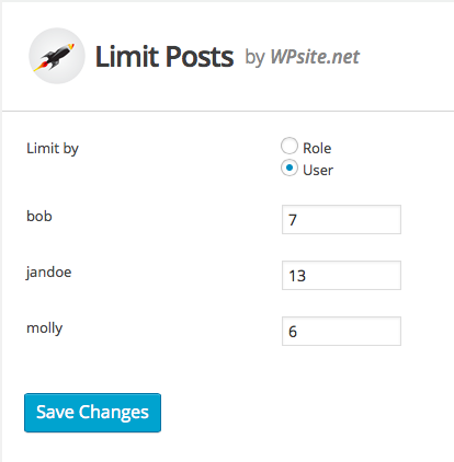 Limit Posts Settings