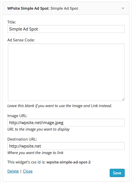 Simple Ad Spot Widget