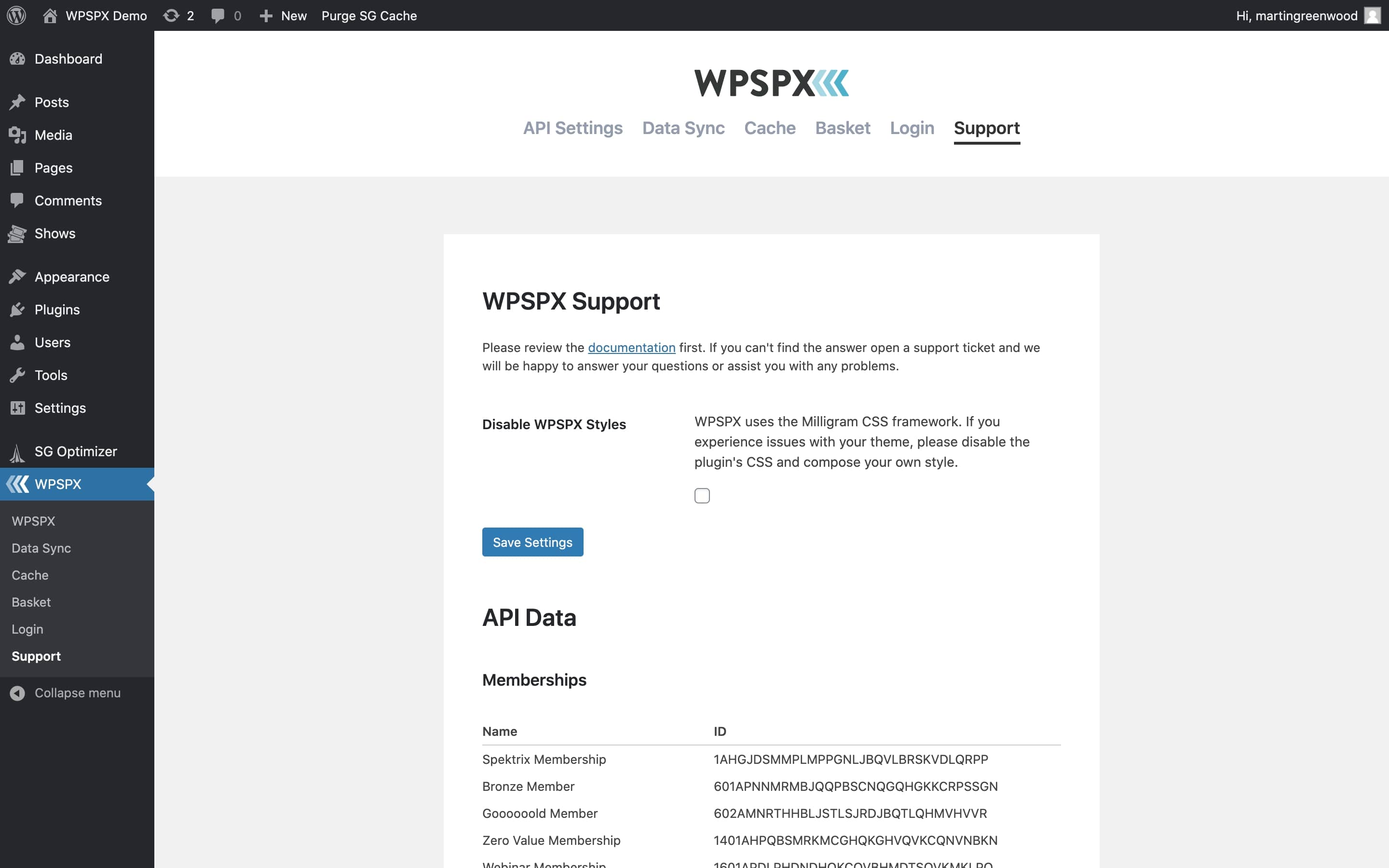 WPSPX Basket (addon)