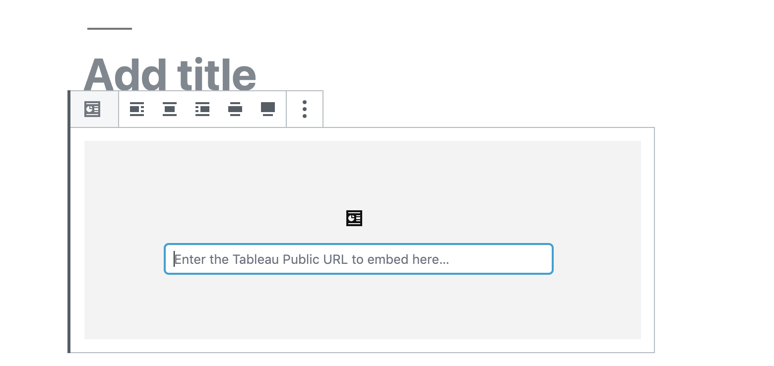 The main block input where you insert the Tableau Public URL