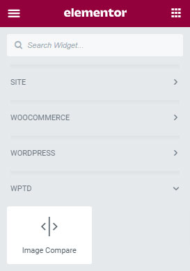 **Search tab wise Our Image Compare shortcode under WPTD tab.