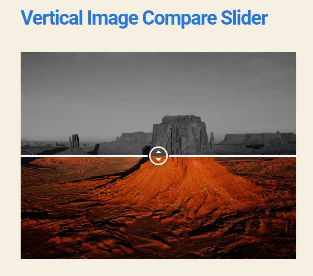 **Image compare with vertical slider.