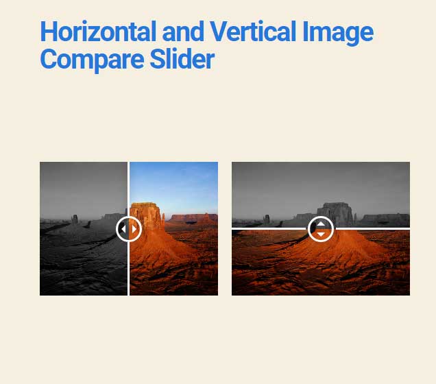 **Image compare with both horizontal and vertical slideron same section.