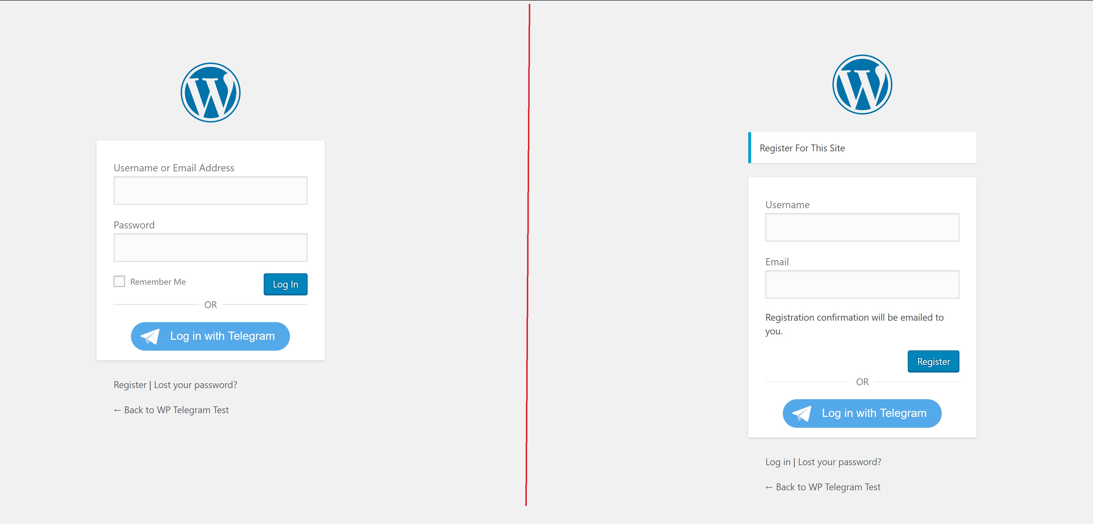 Login and Register page