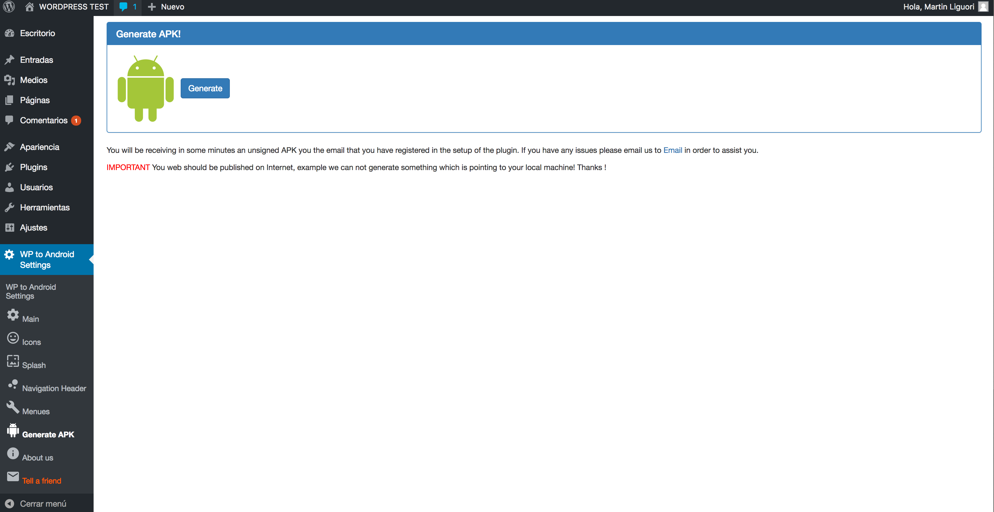 Generate Page