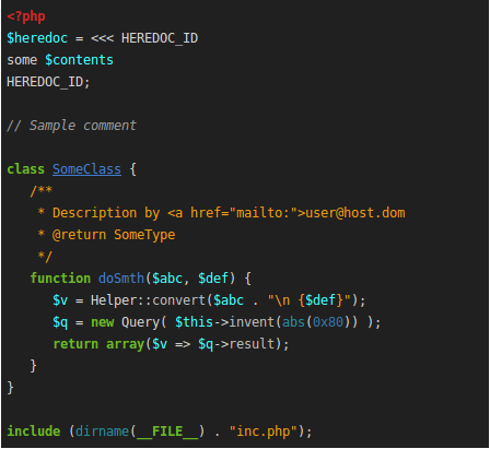 Example highlighted code