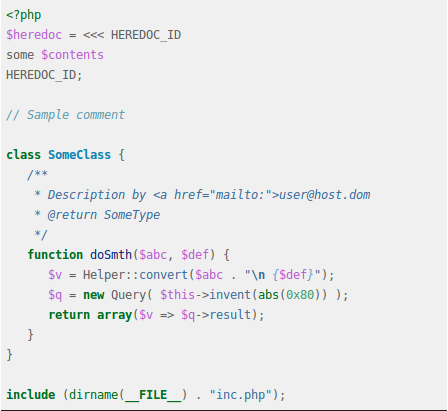 Another example highlighted code