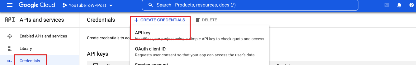 Screenshot 1 show that how you can create your your google project in console, so that you can get your YouTube Chanel id and api key. https://console.cloud.google.com/apis/dashboard?project=youtubetowppost