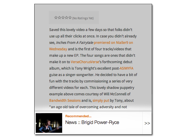 A recommendation within the mobile slider.