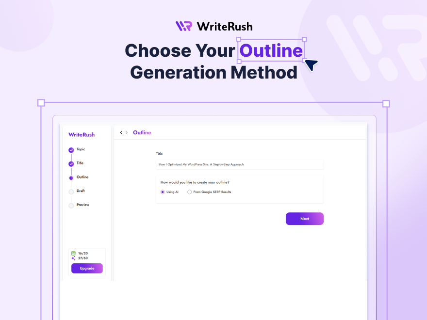 **Content Generation** – Produce complete blog drafts in your unique brand voice