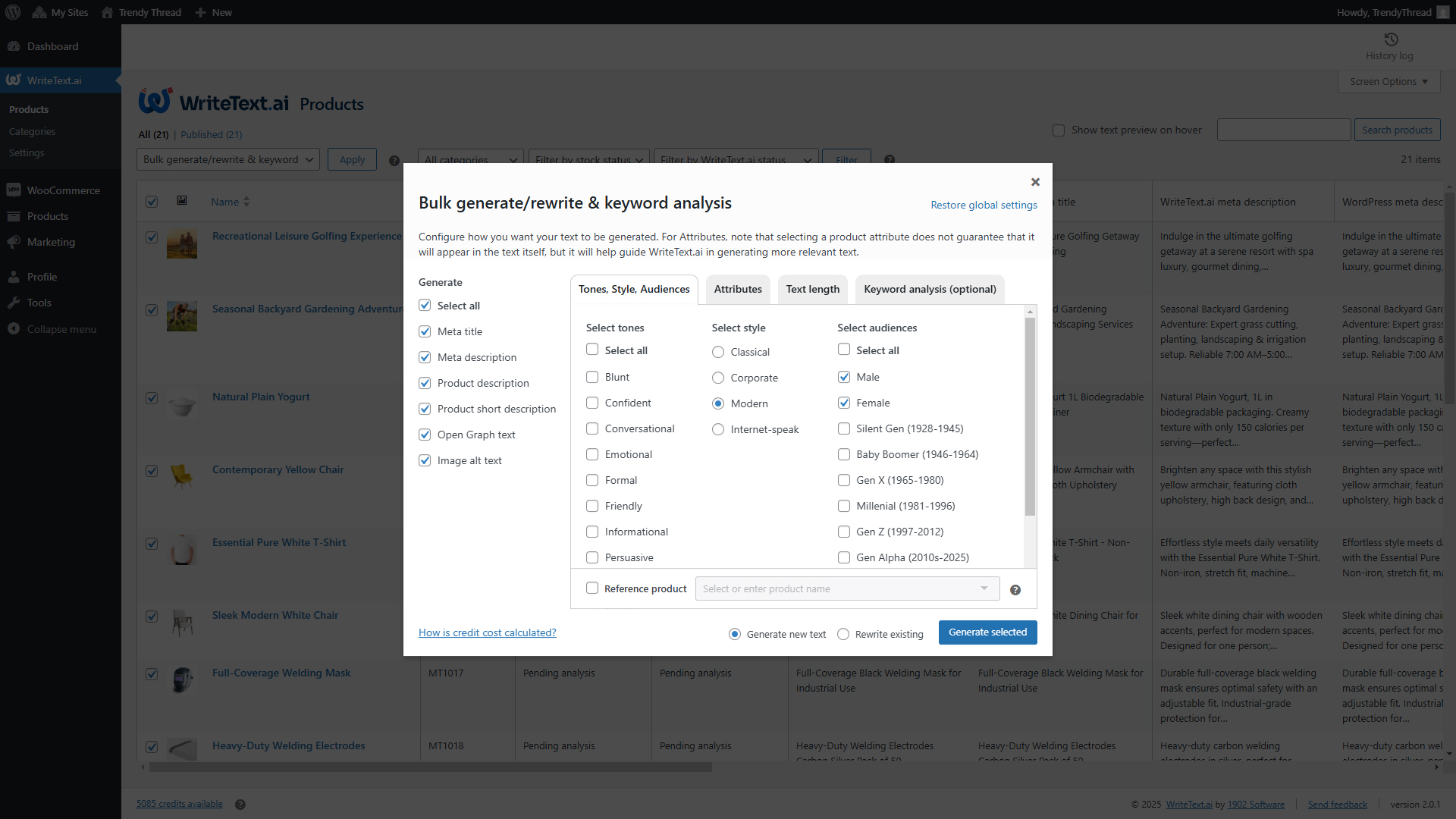 Do bulk AI-powered keyword analysis.