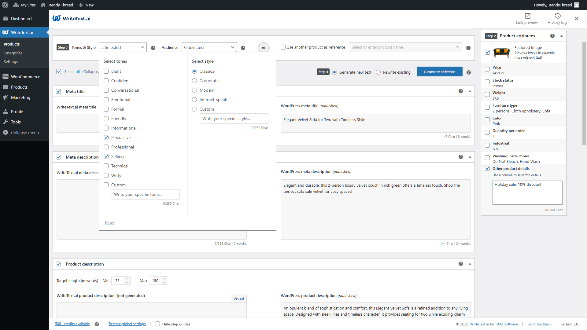 Select your audience or get AI-suggested target markets.