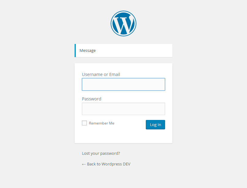 Login page with message