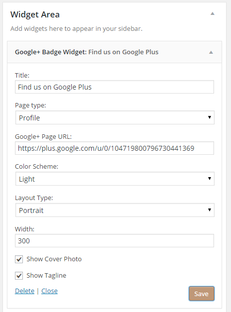 This screenshot for widget settings.