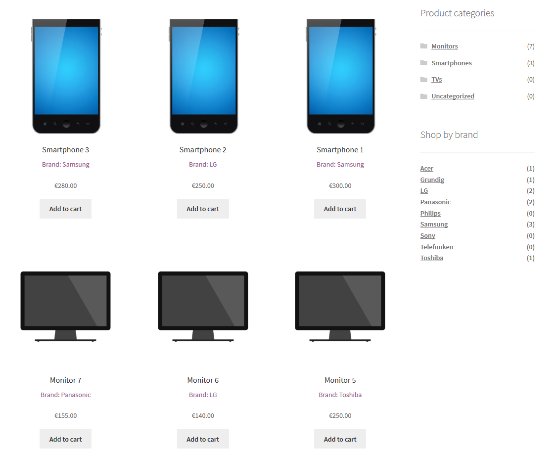 Brand names and logos in shortcode grid