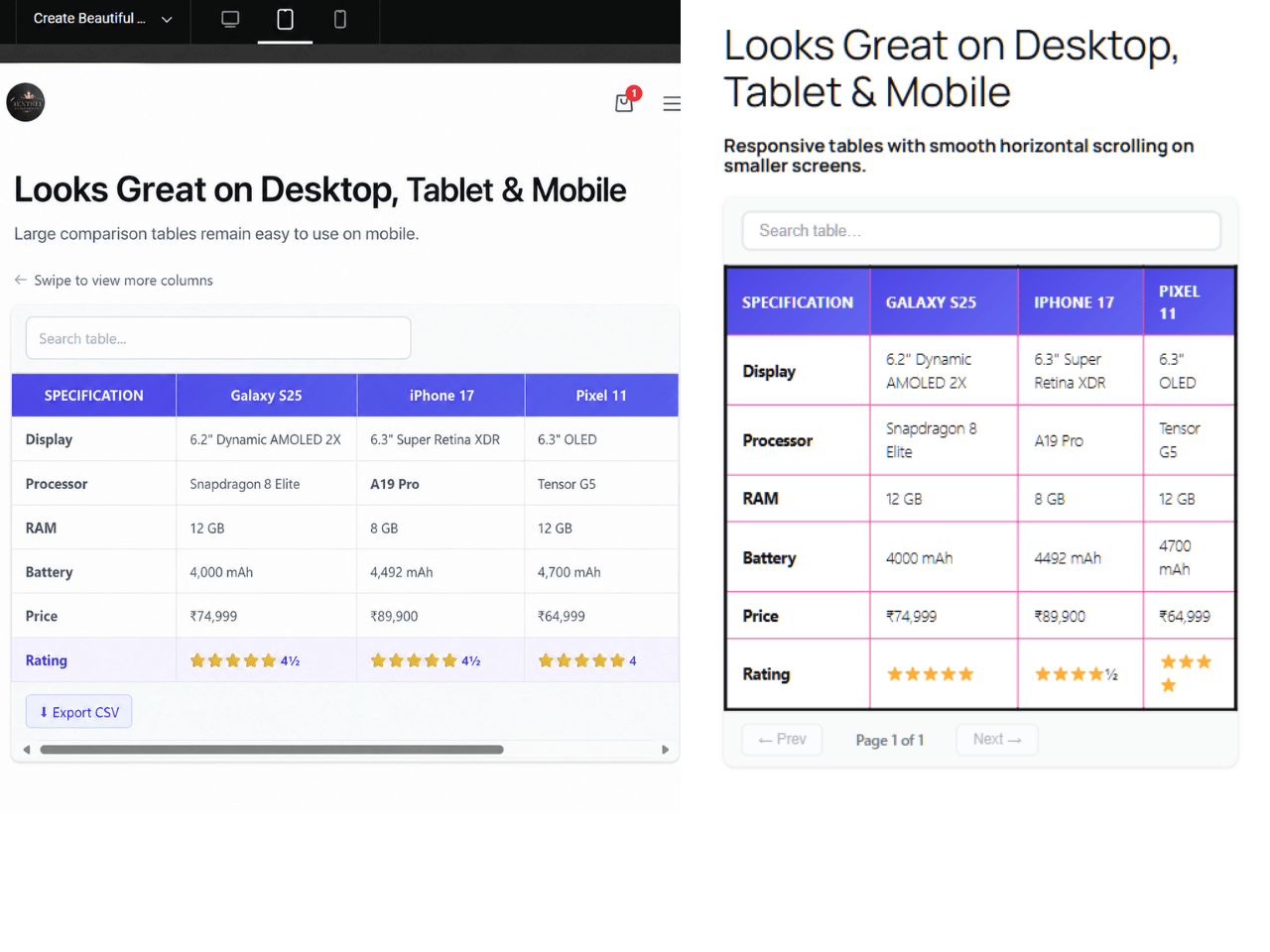 Template picker with 10 built-in templates