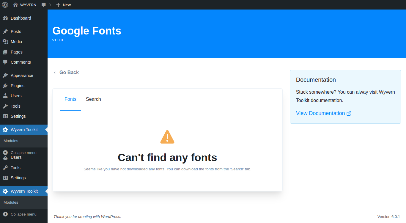 Google Fonts module: Downloaded fonts tab