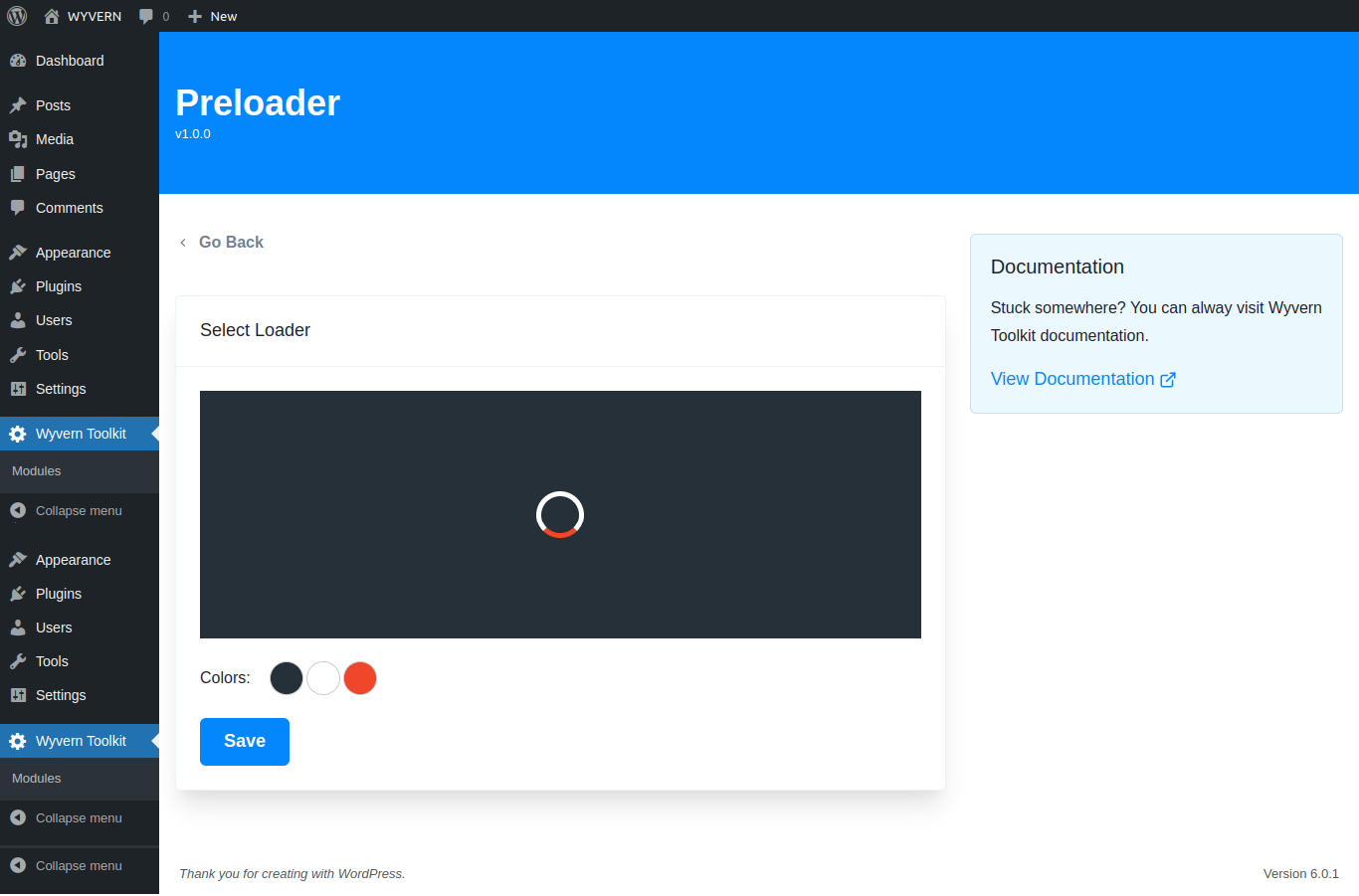 Preloader module: Preloader dashboard
