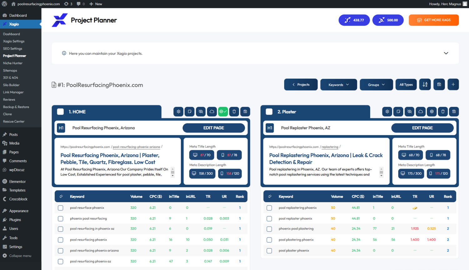 Projects in Project Planner