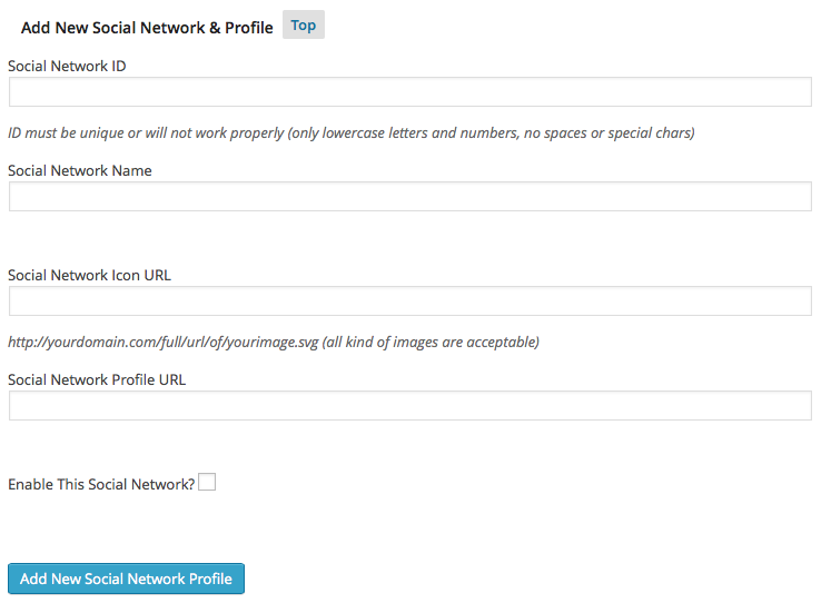 You can add new social network profiles