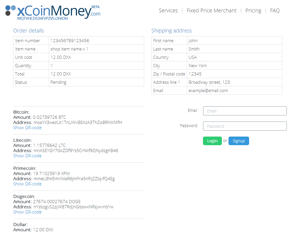 Screenshot of order preview page.
