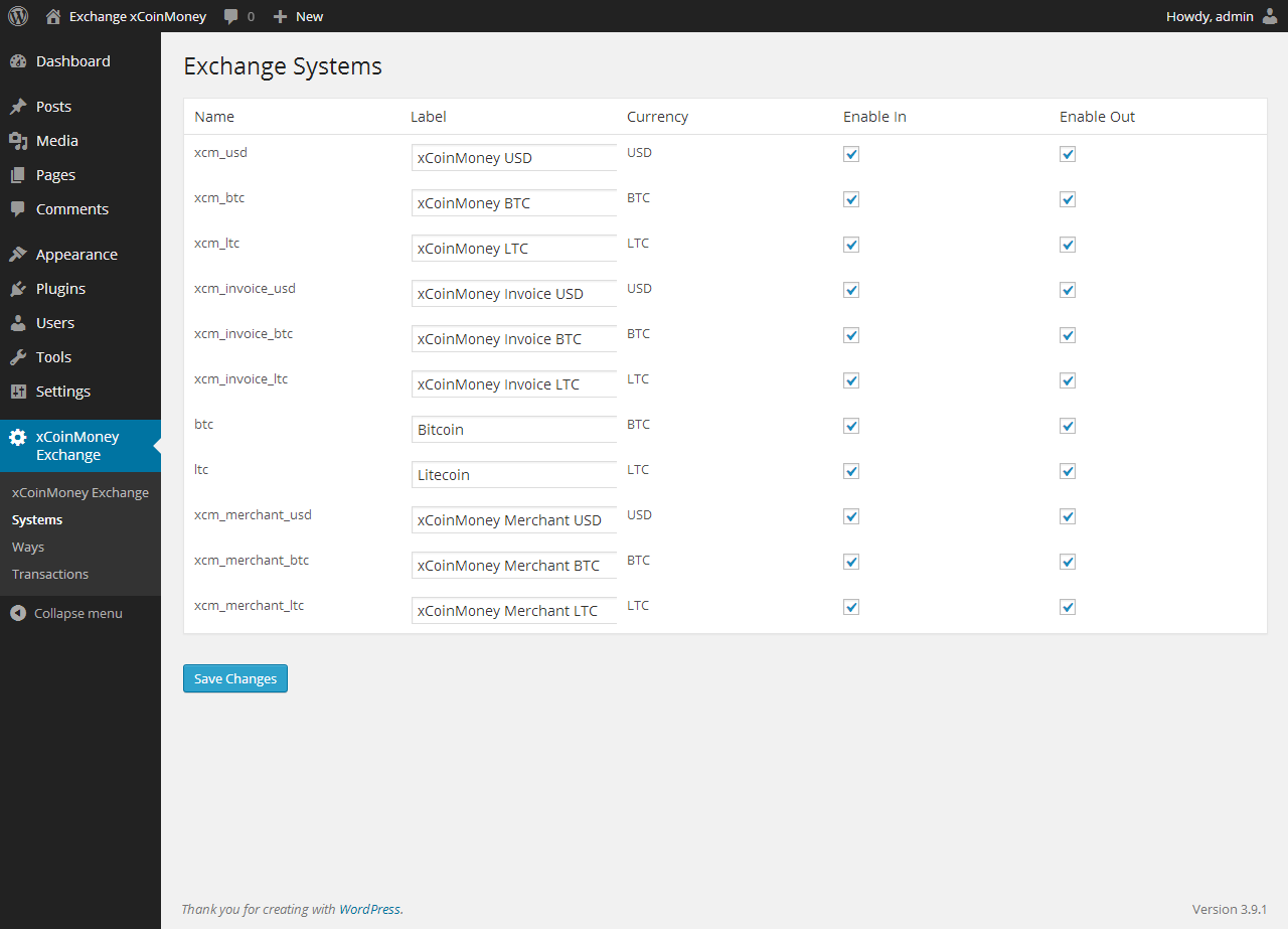 Admin Dashboard - Manage Exchange Systems