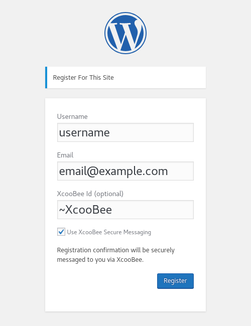 Registration screen.