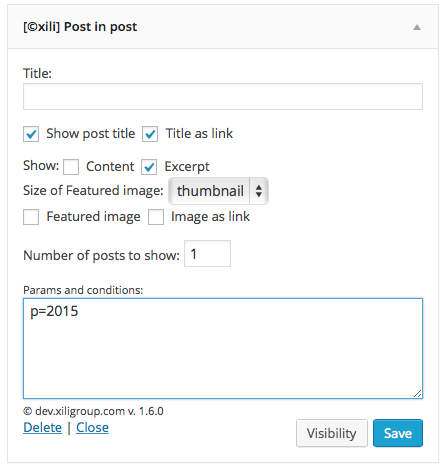widget settings UI for a simple query