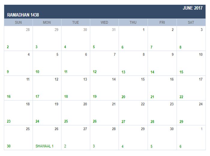 Xllentech Calendar Displaying Week Starting Sunday