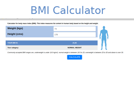 Example calculator built using XLSJuice: BMI calculator with image result