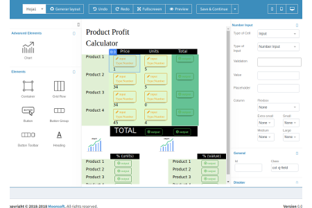 Control panel: advanced editor for the form