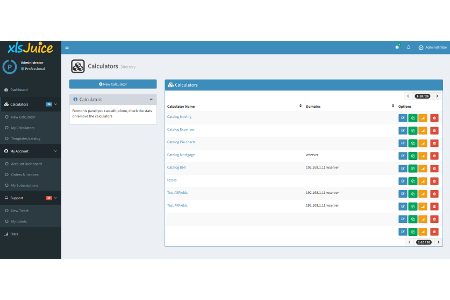 Control panel: managing calculators
