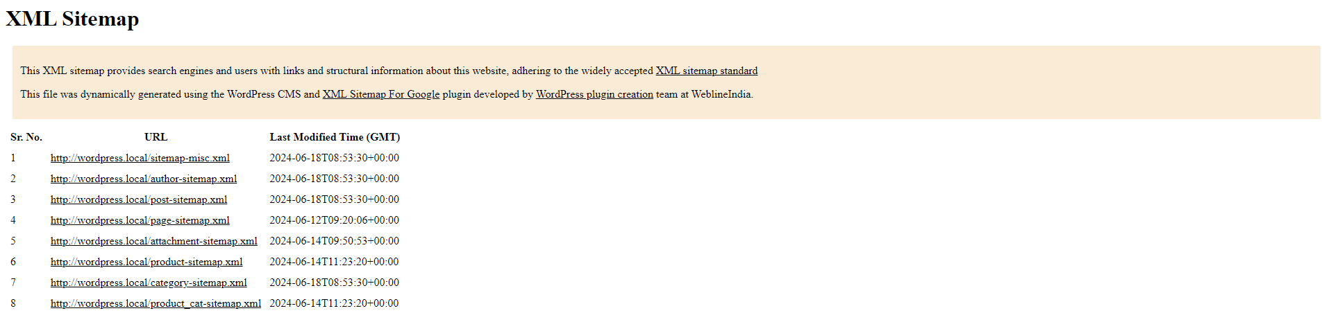 XML Sitemap View: Sample XML Sitemap.