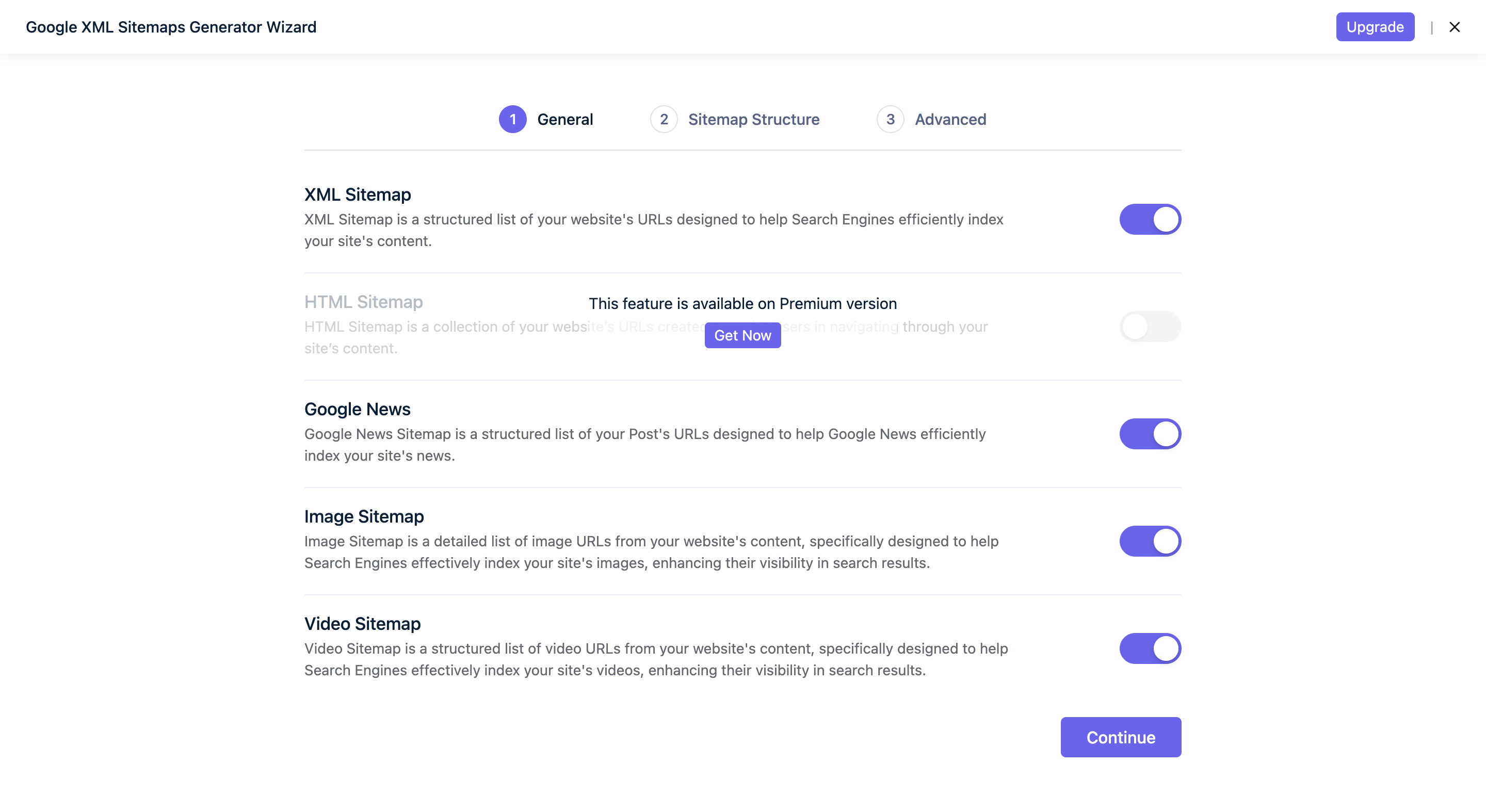 Media Sitemaps Settings
