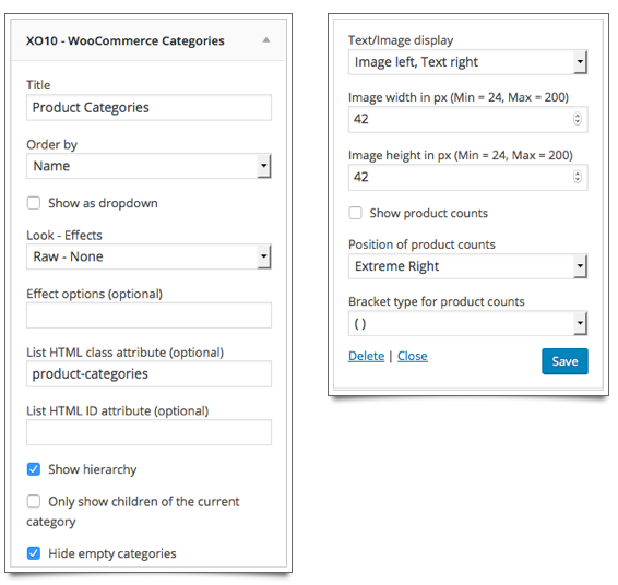 Widget admin settings.