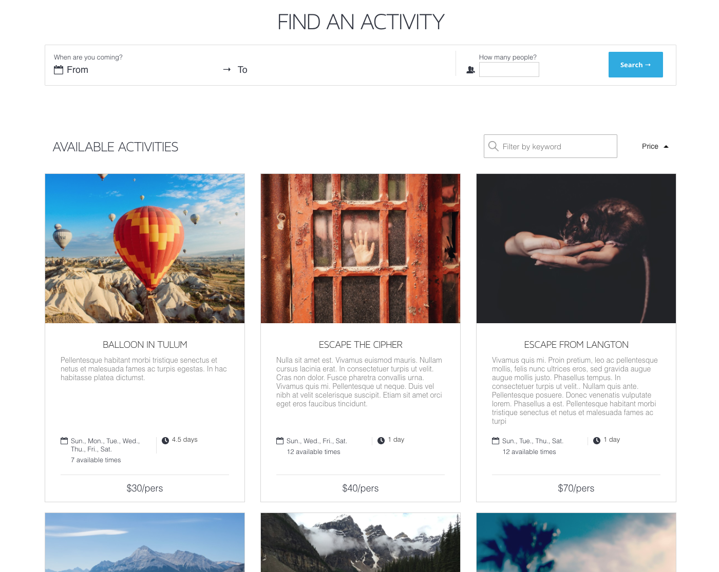 Discovery page with available listings.